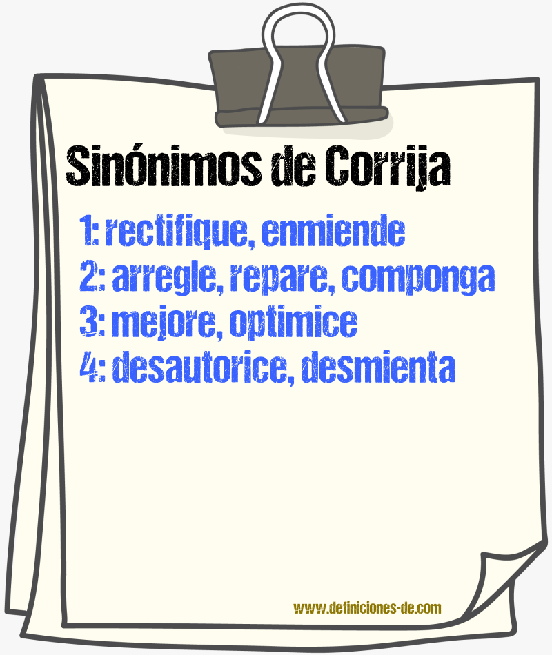 Sinónimos de corrija