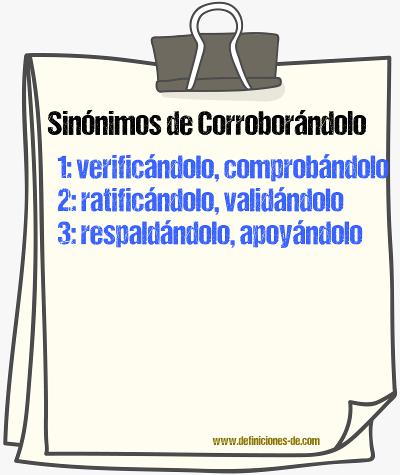 Sinónimos de corroborándolo