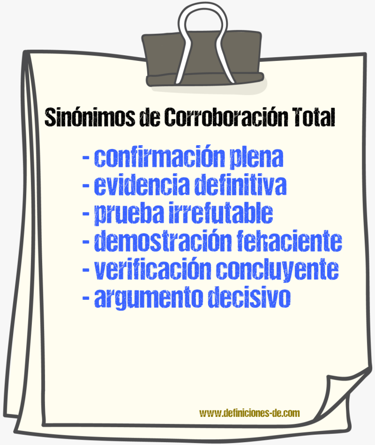 Sinónimos de corroboración total
