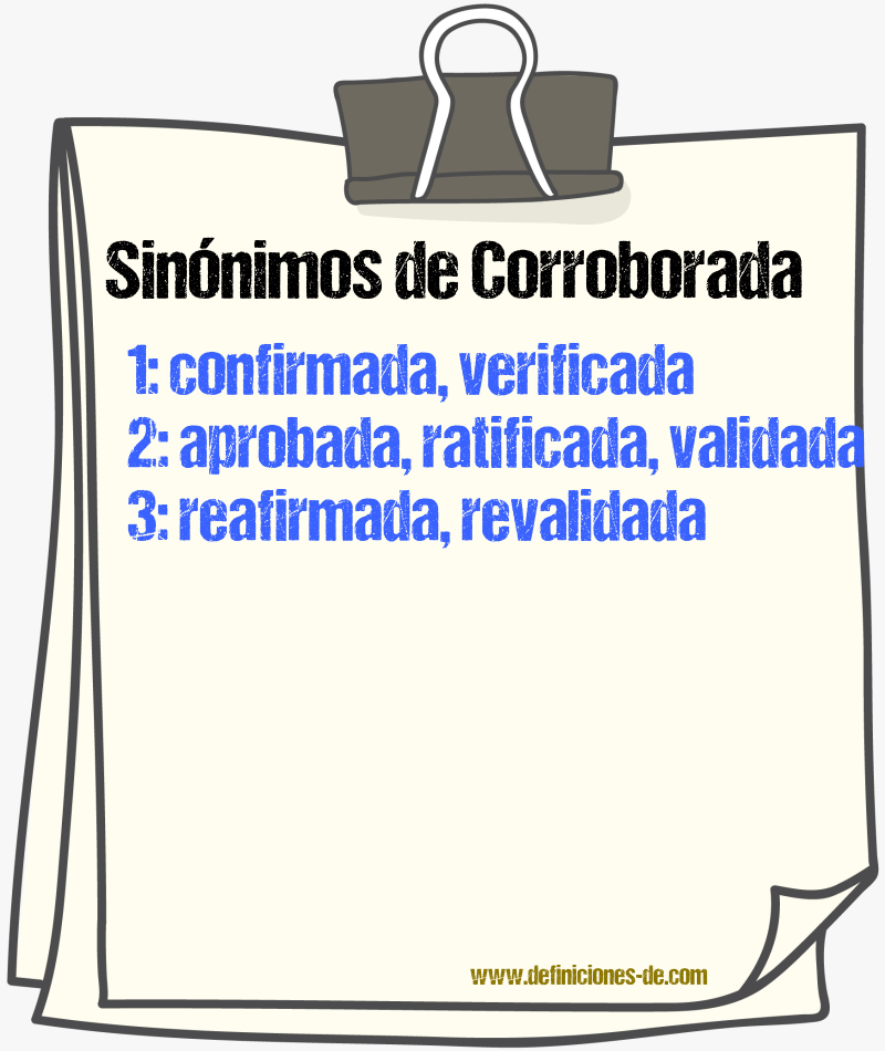 Sinónimos de corroborada