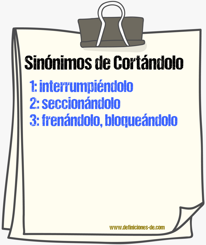 Sinónimos de cortándolo