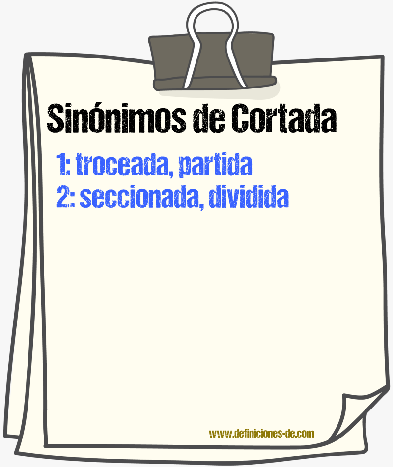 Sinónimos de cortada