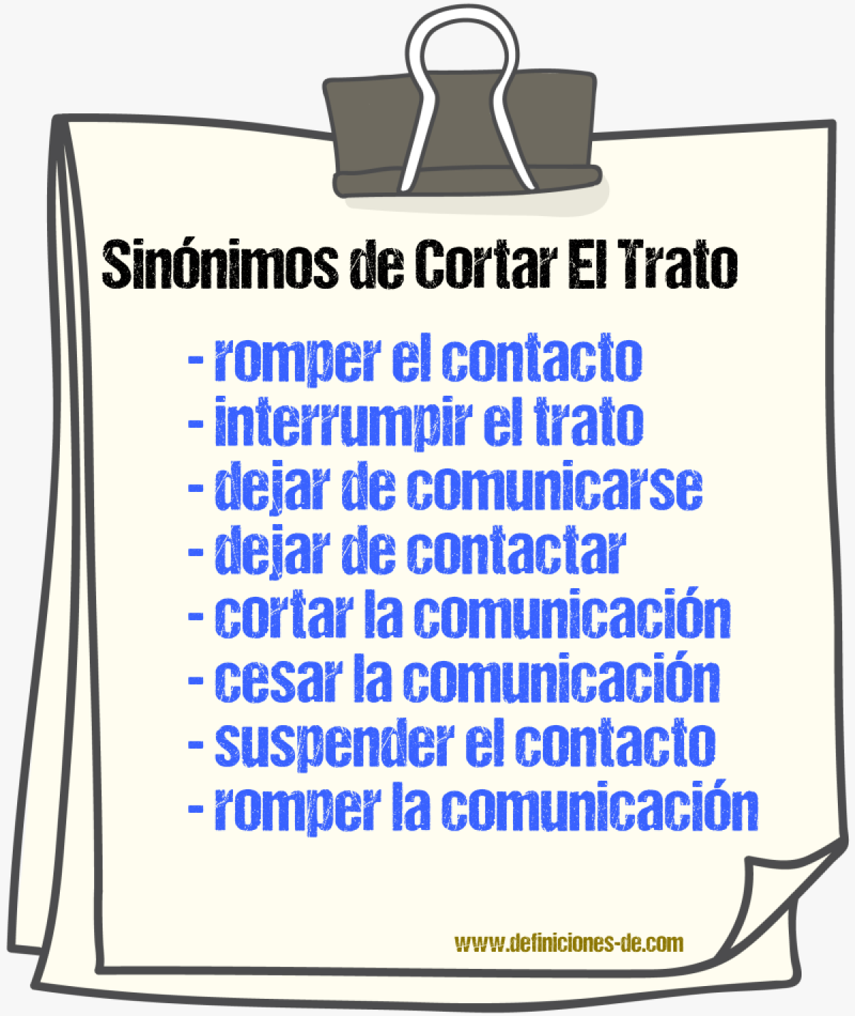 Sinónimos de cortar el trato