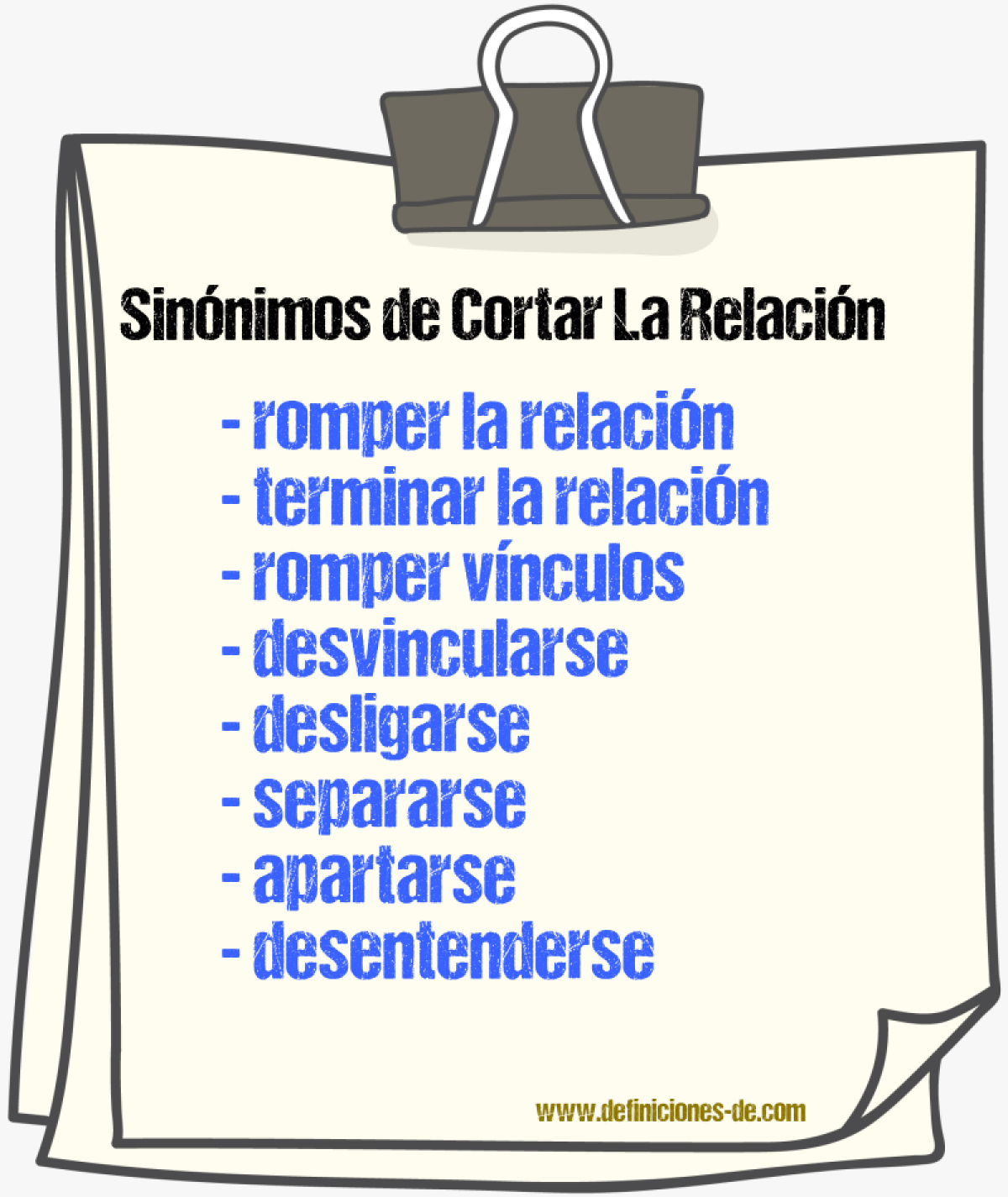 Sinónimos de cortar la relación