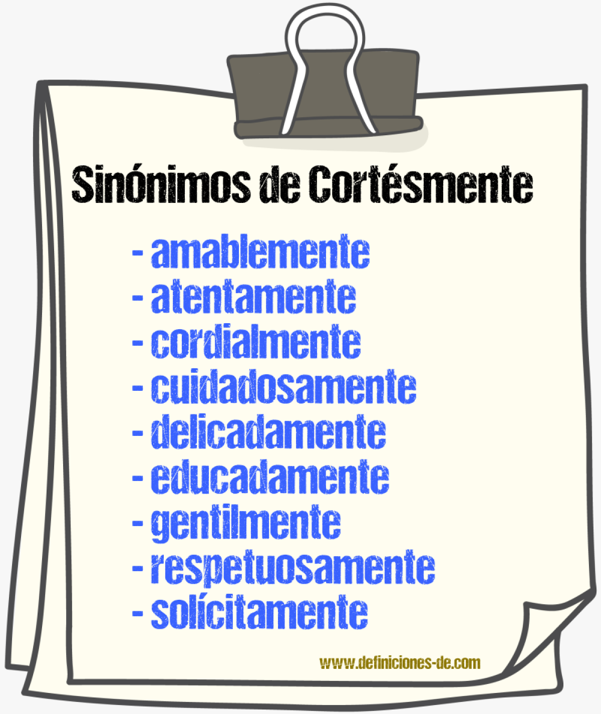 Sinnimos de cortsmente