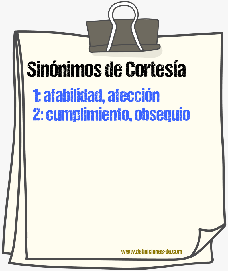 Sinnimos de cortesa