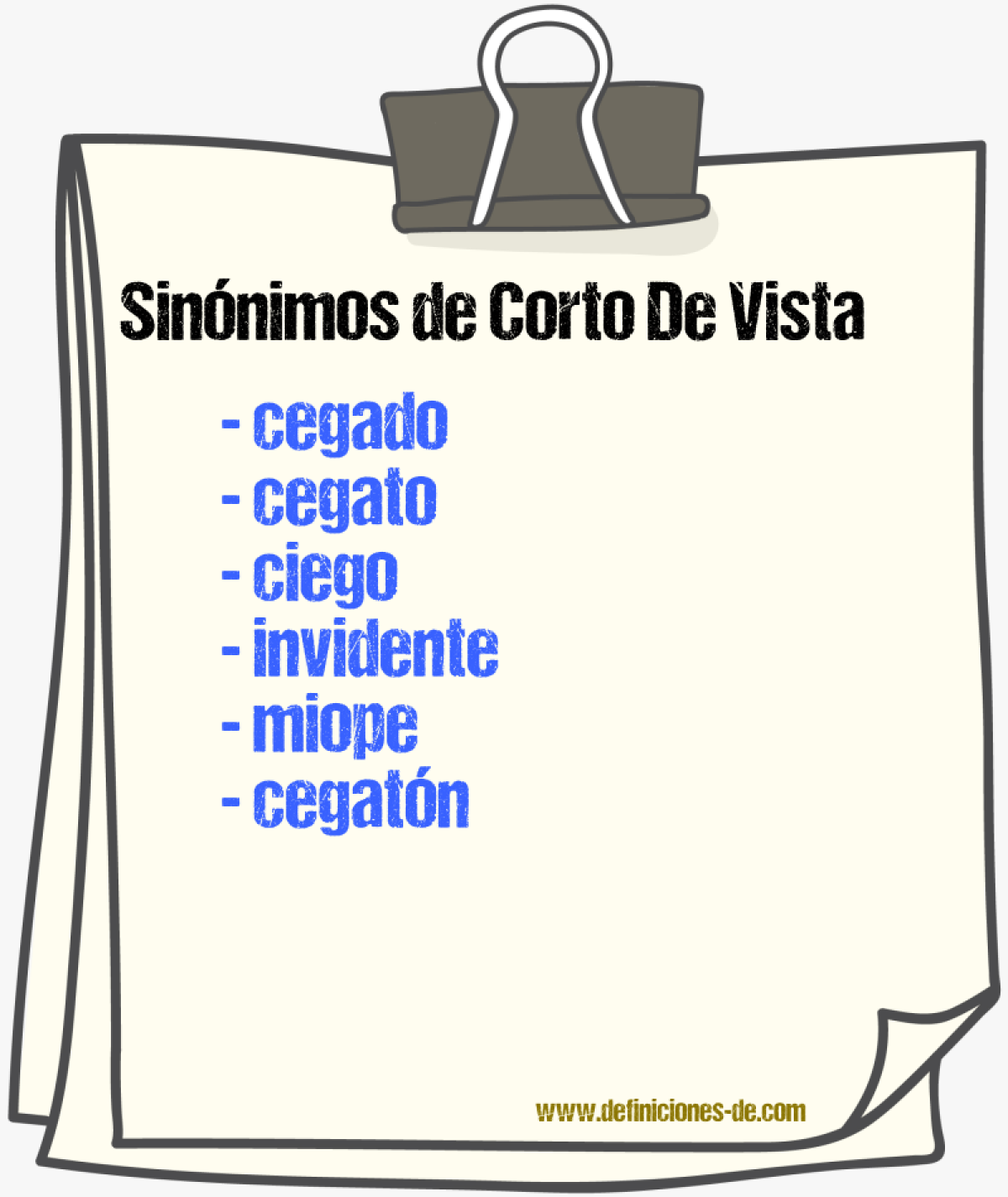 Sinnimos de corto de vista