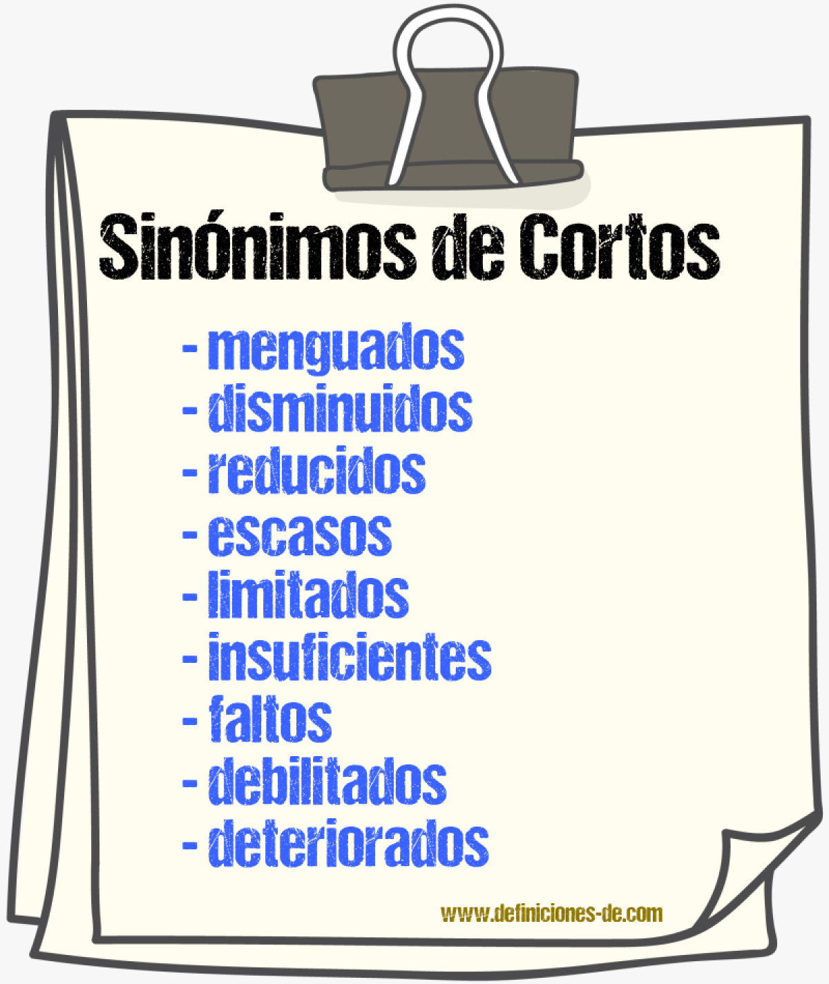 Sinónimos de cortos