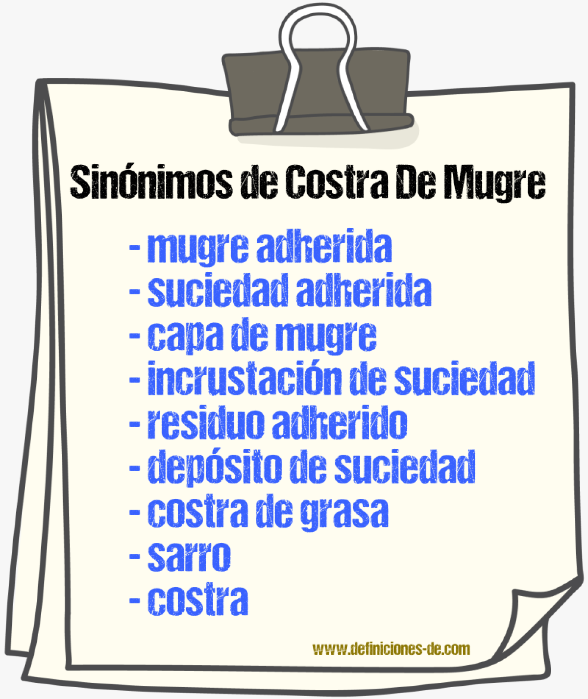 Sinónimos de costra de mugre
