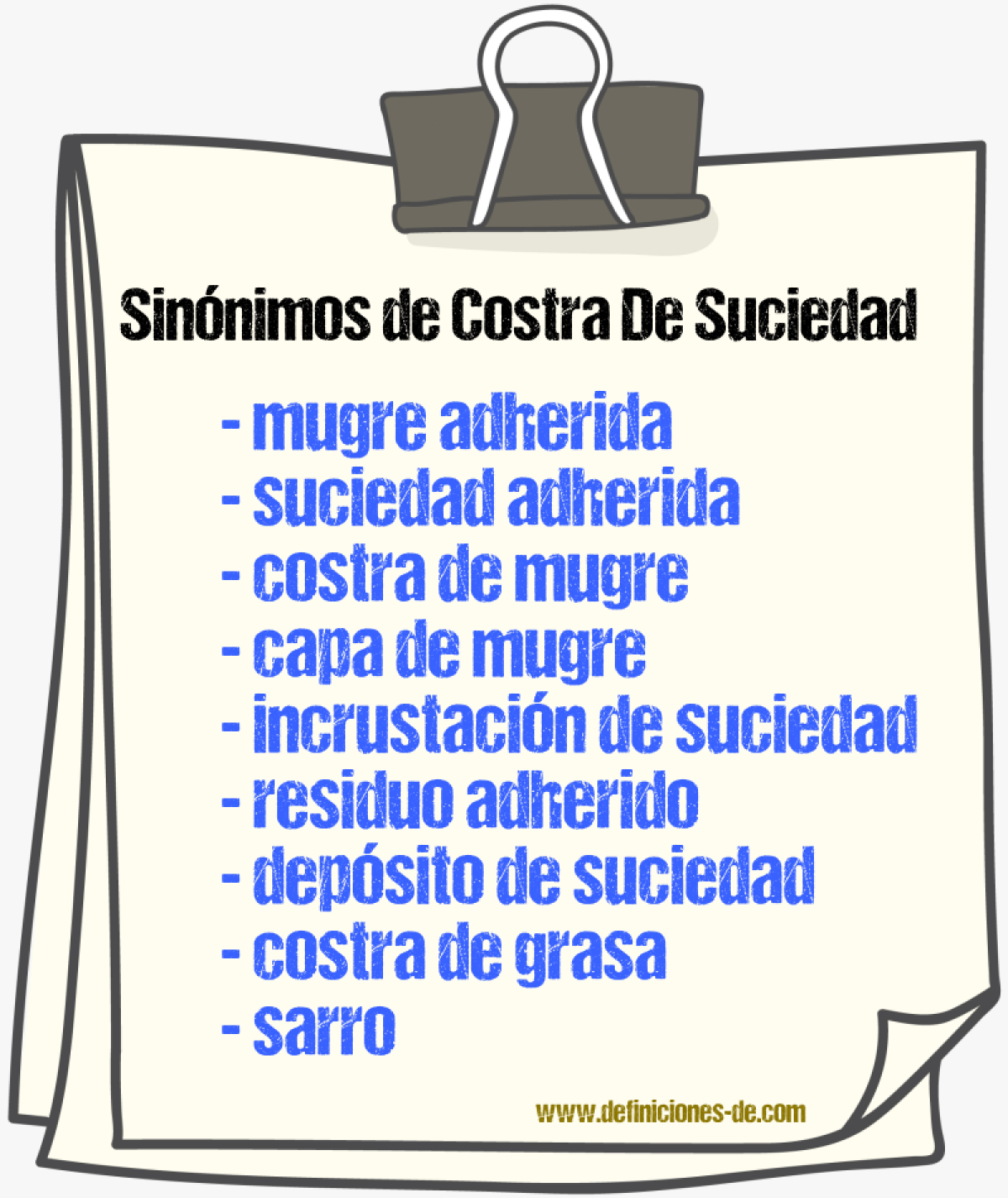 Sinónimos de costra de suciedad