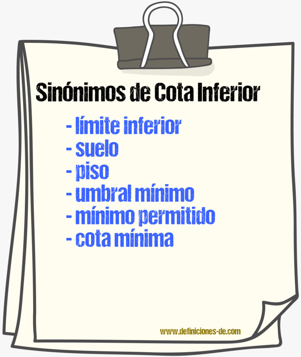 Sinónimos de cota inferior