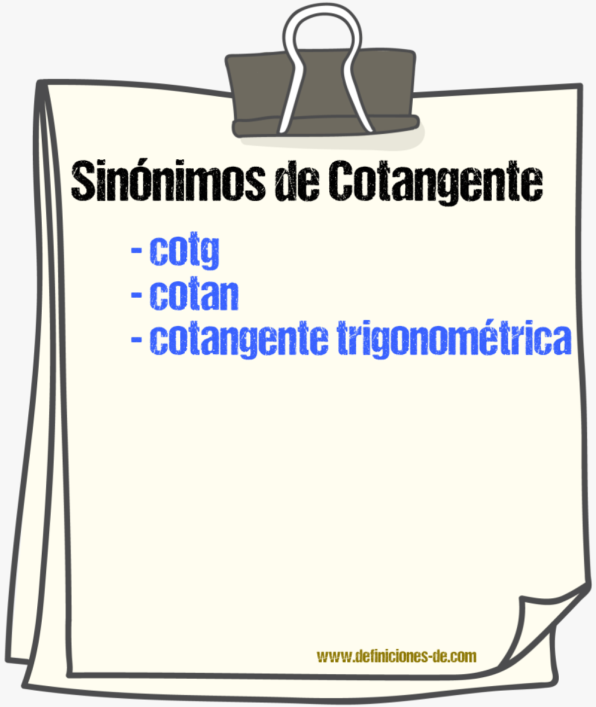 Sinónimos de cotangente