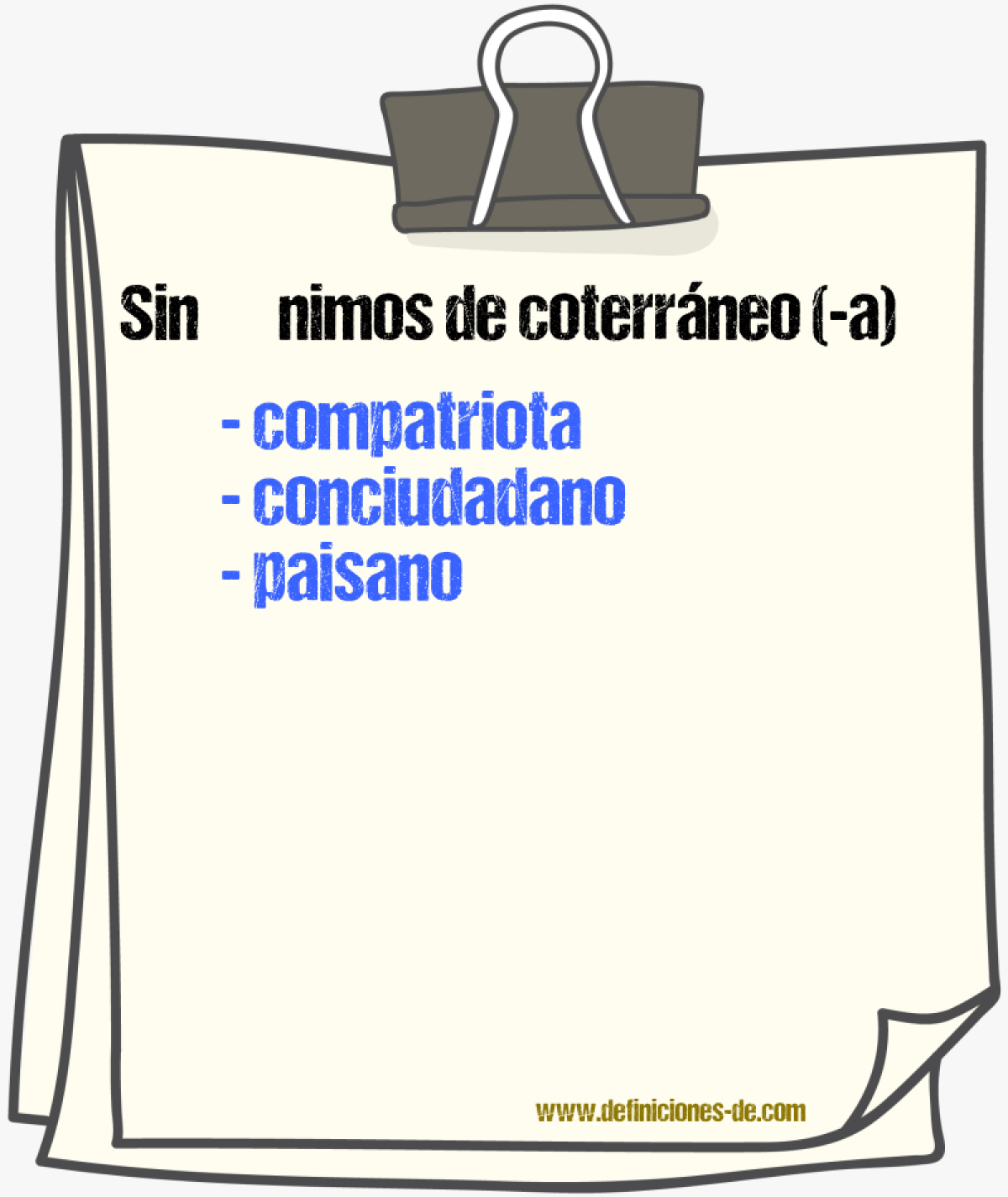 Sinnimos de coterrneo