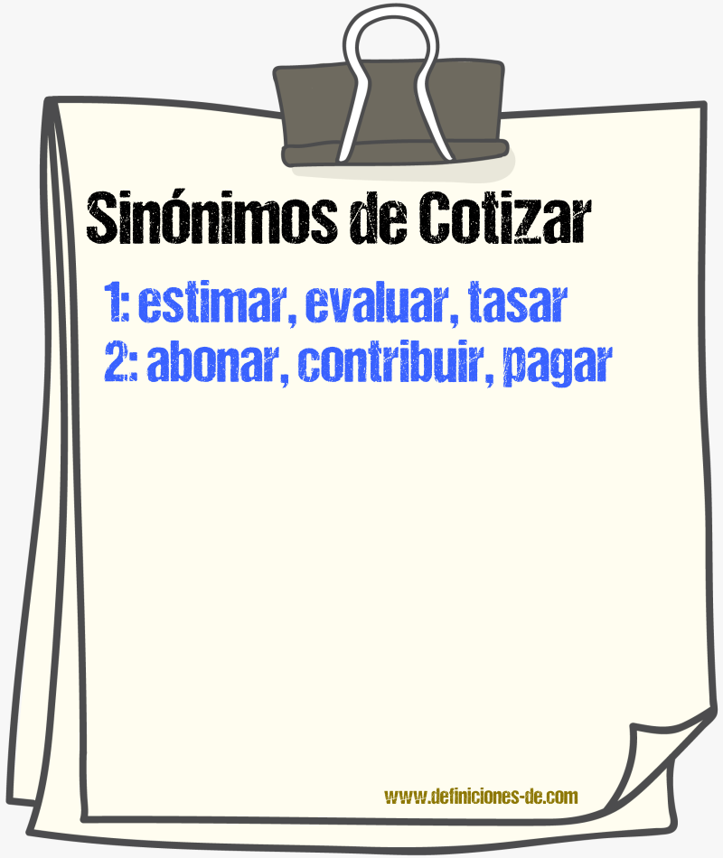 Sinnimos de cotizar