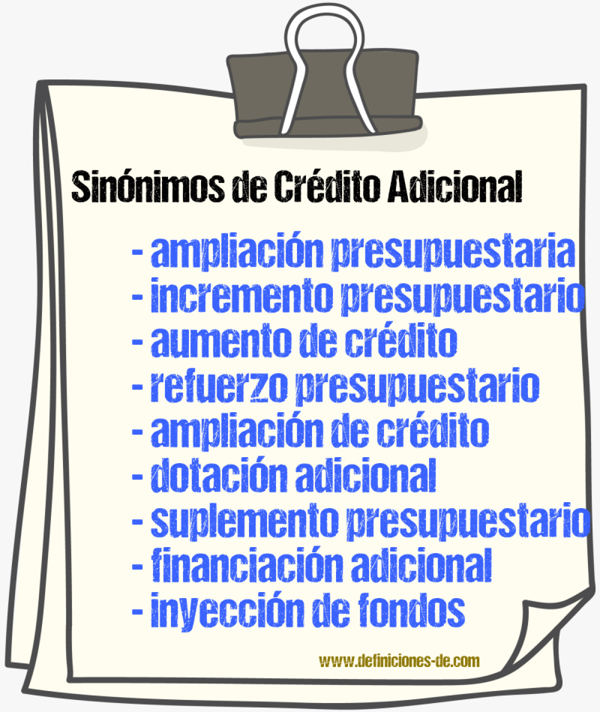 Sinónimos de crédito adicional