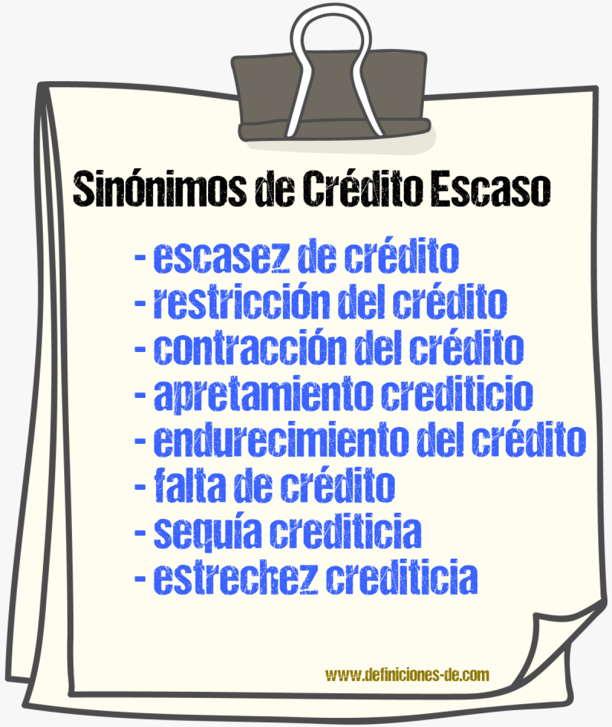 Sinónimos de crédito escaso