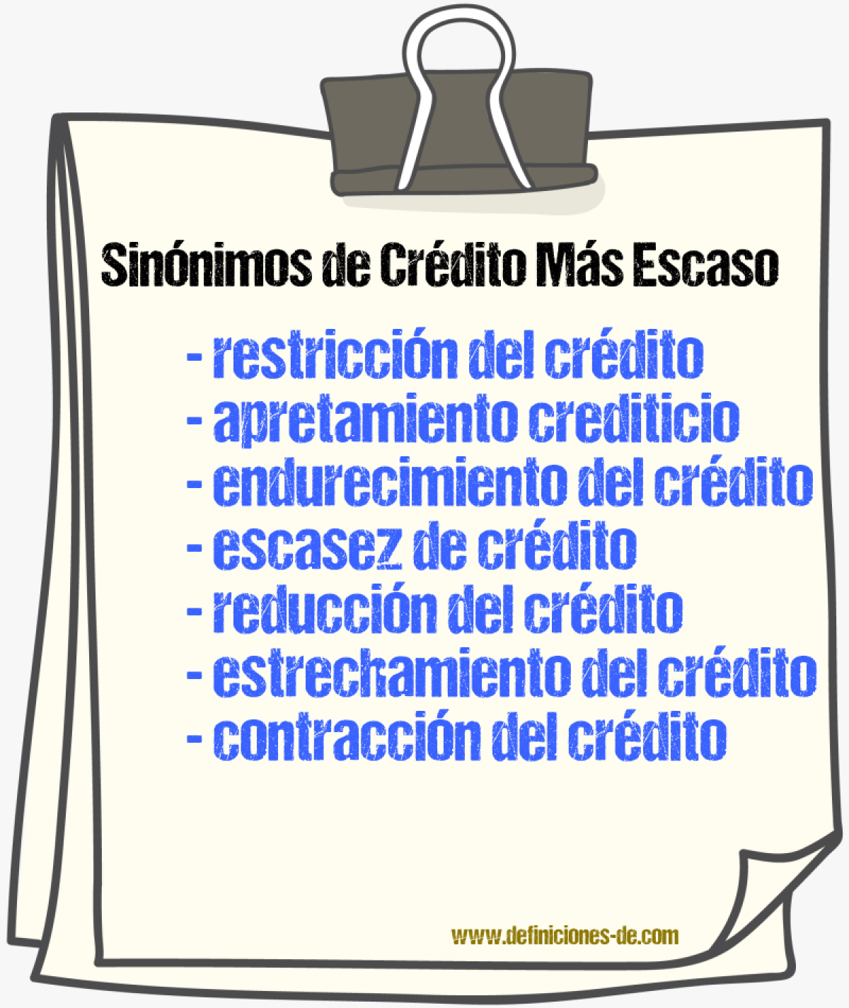 Sinónimos de crédito más escaso