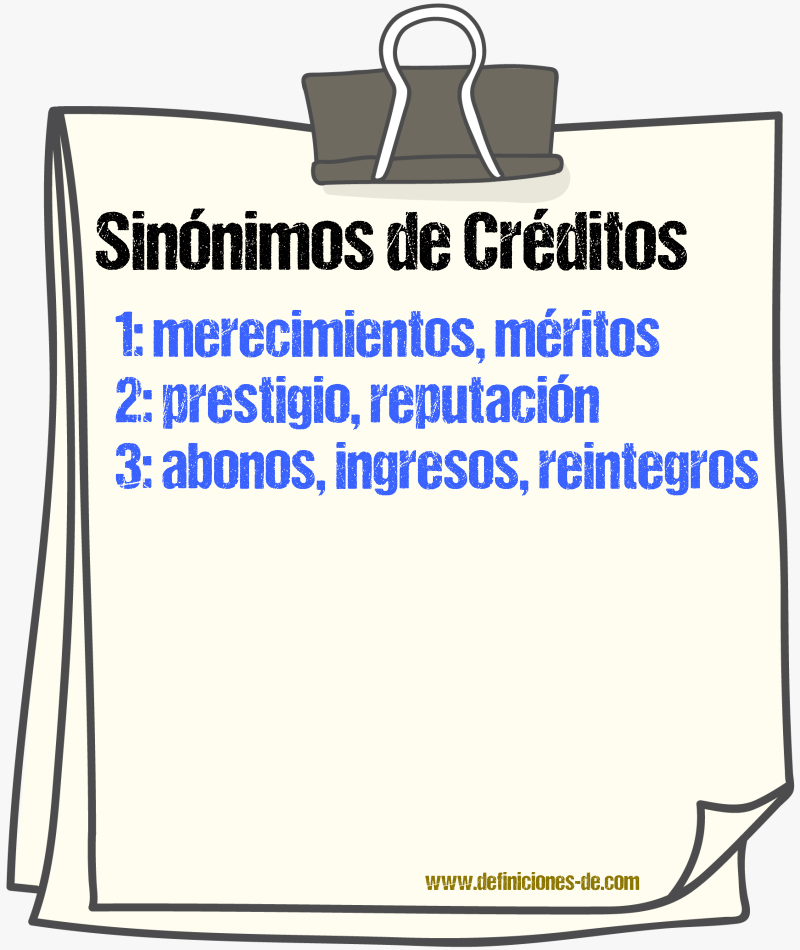 Sinónimos de créditos