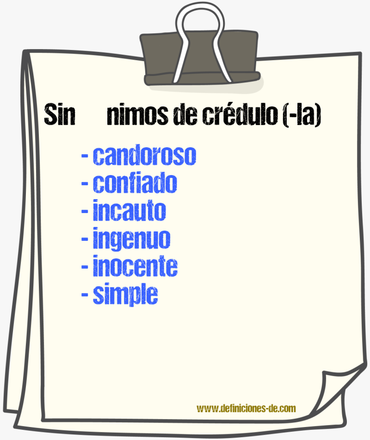 Sinnimos de crdulo