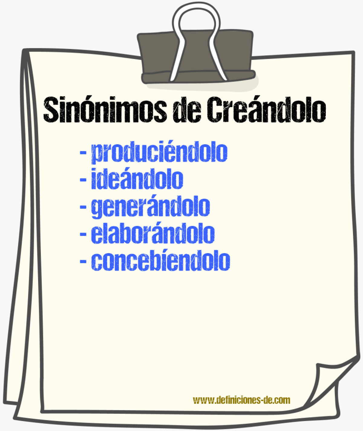 Sinónimos de creándolo