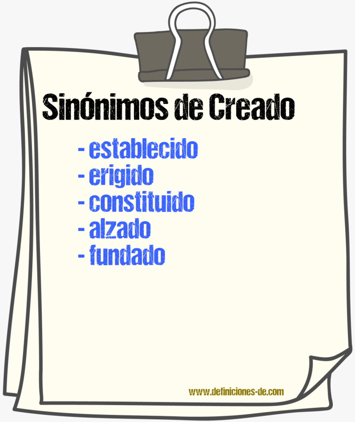 Sinnimos de creado