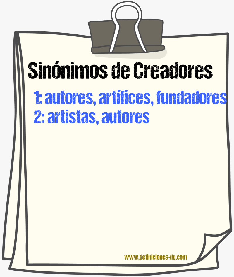 Sinónimos de creadores