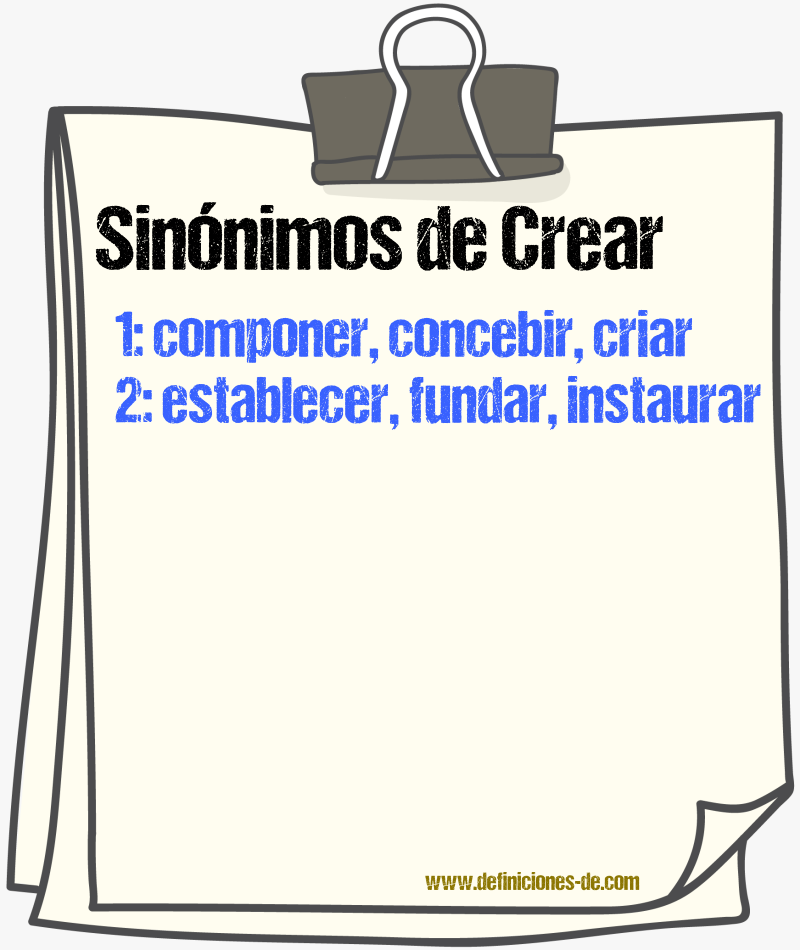 Sinnimos de crear