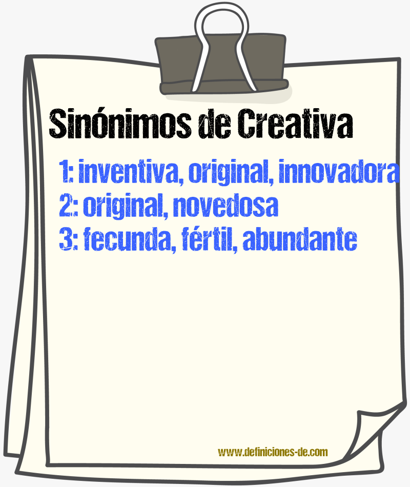 Sinónimos de creativa