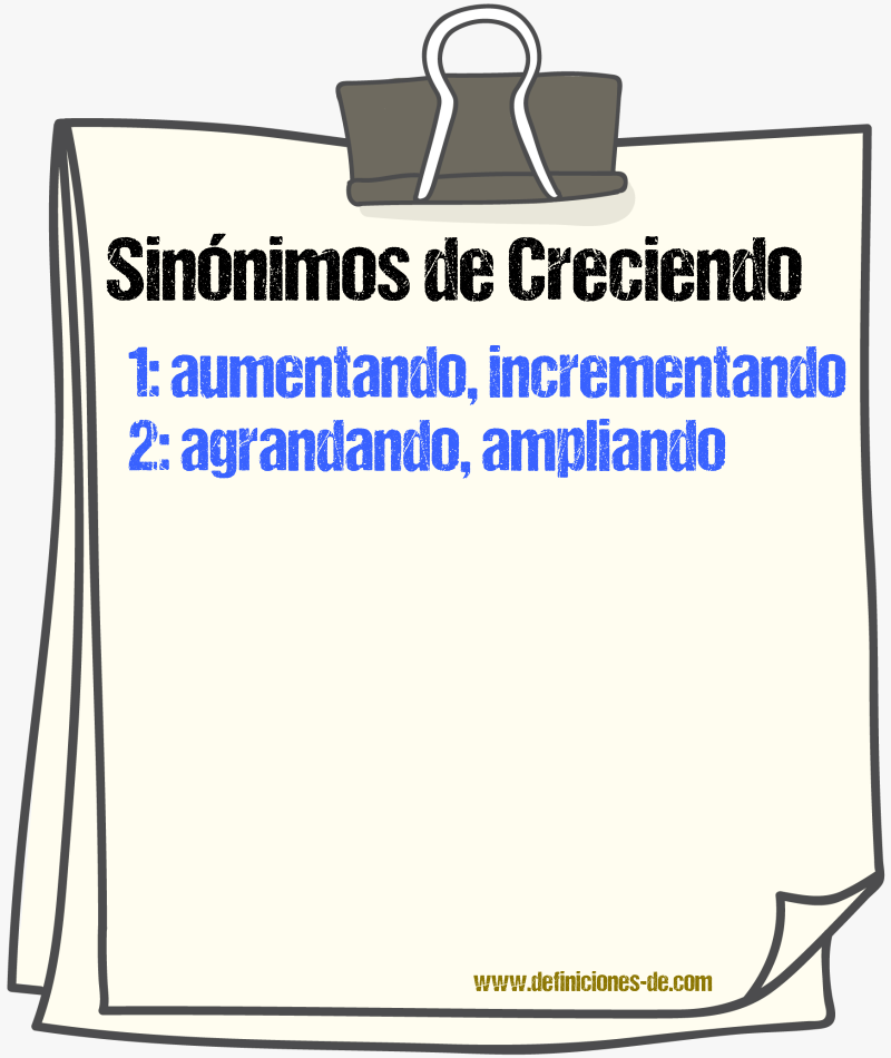 Sinónimos de creciendo