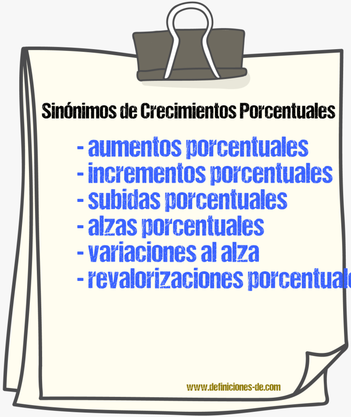 Sinónimos de crecimientos porcentuales