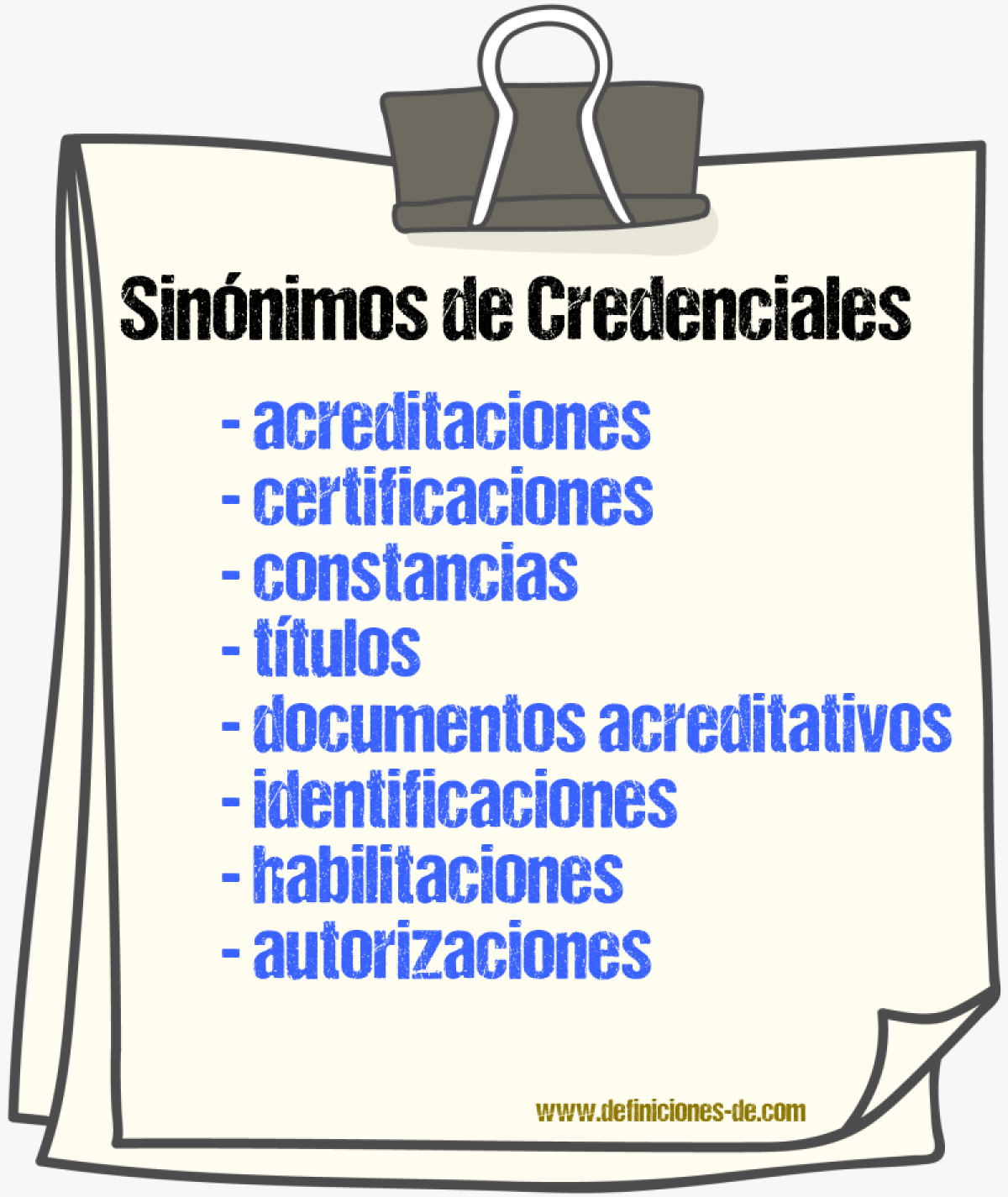 Sinónimos de credenciales