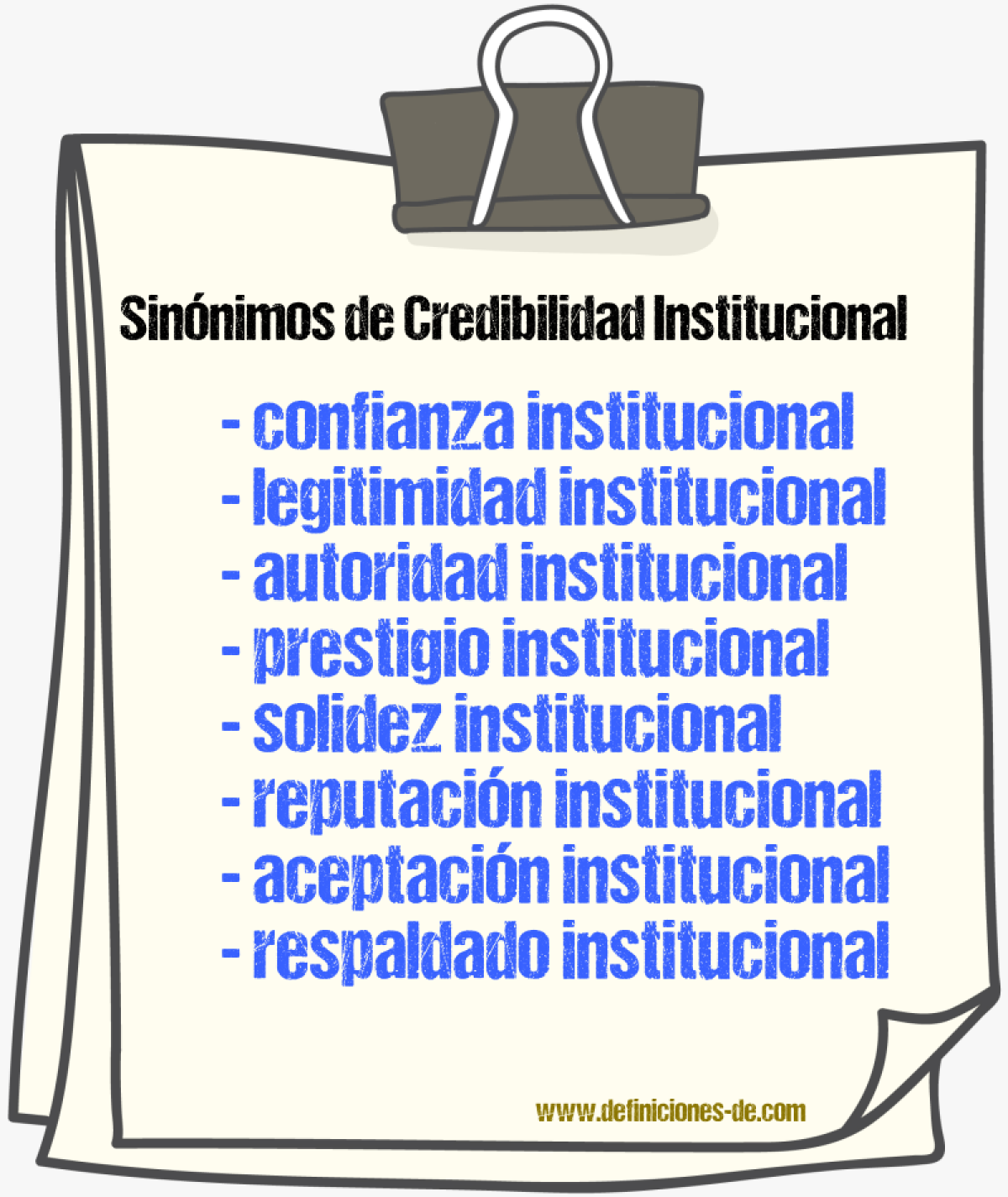 Sinónimos de credibilidad institucional