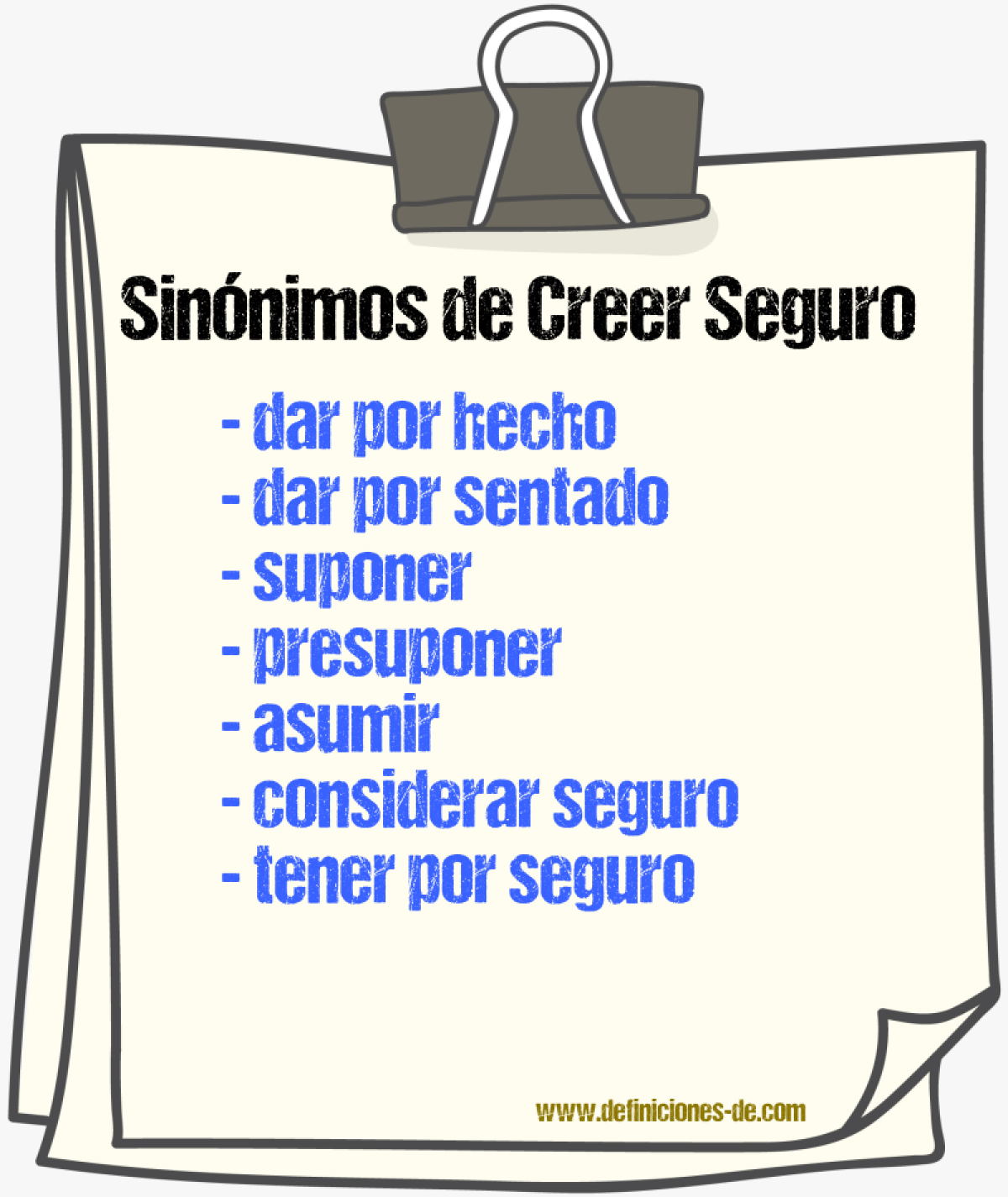Sinónimos de creer seguro