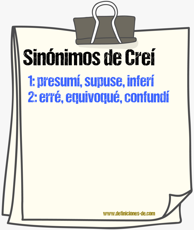 Sinónimos de creí