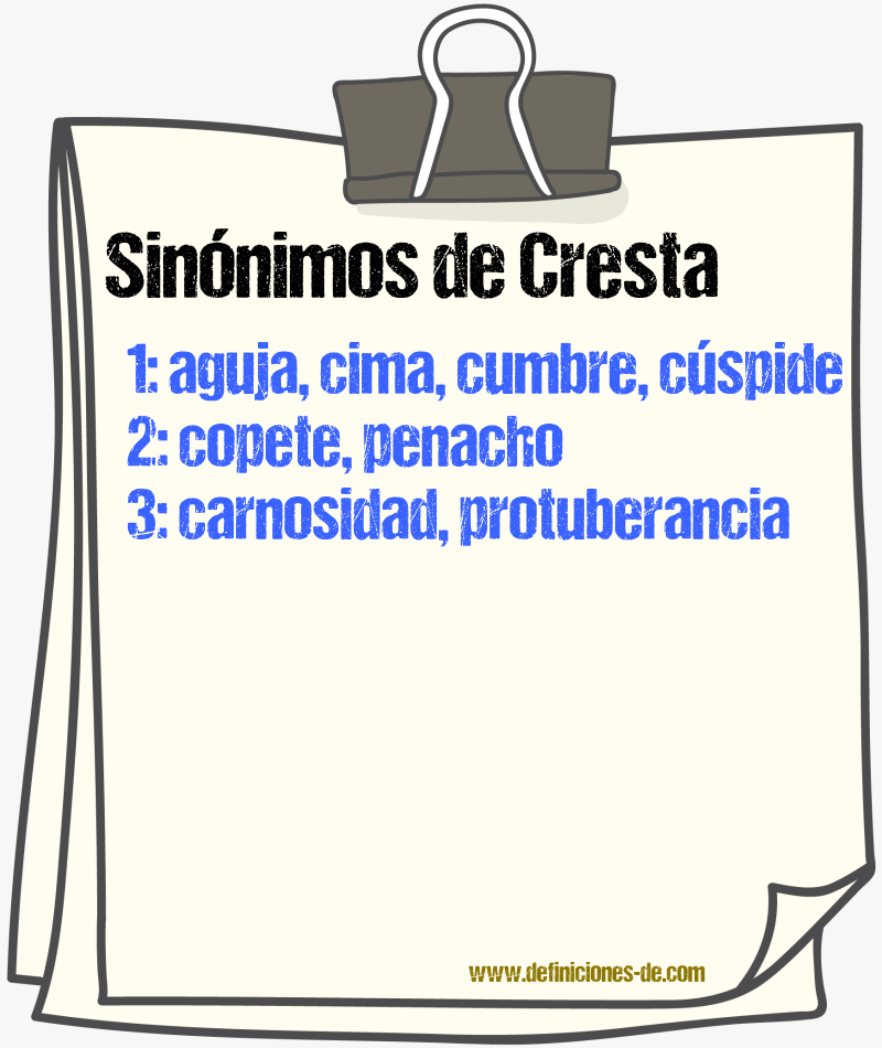 Sinnimos de cresta