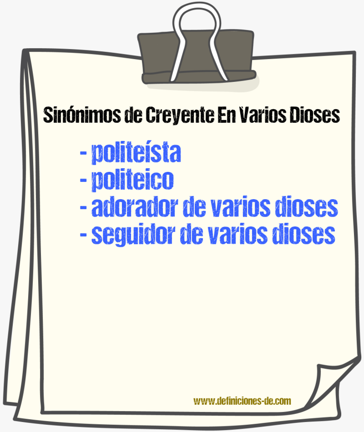 Sinónimos de creyente en varios dioses