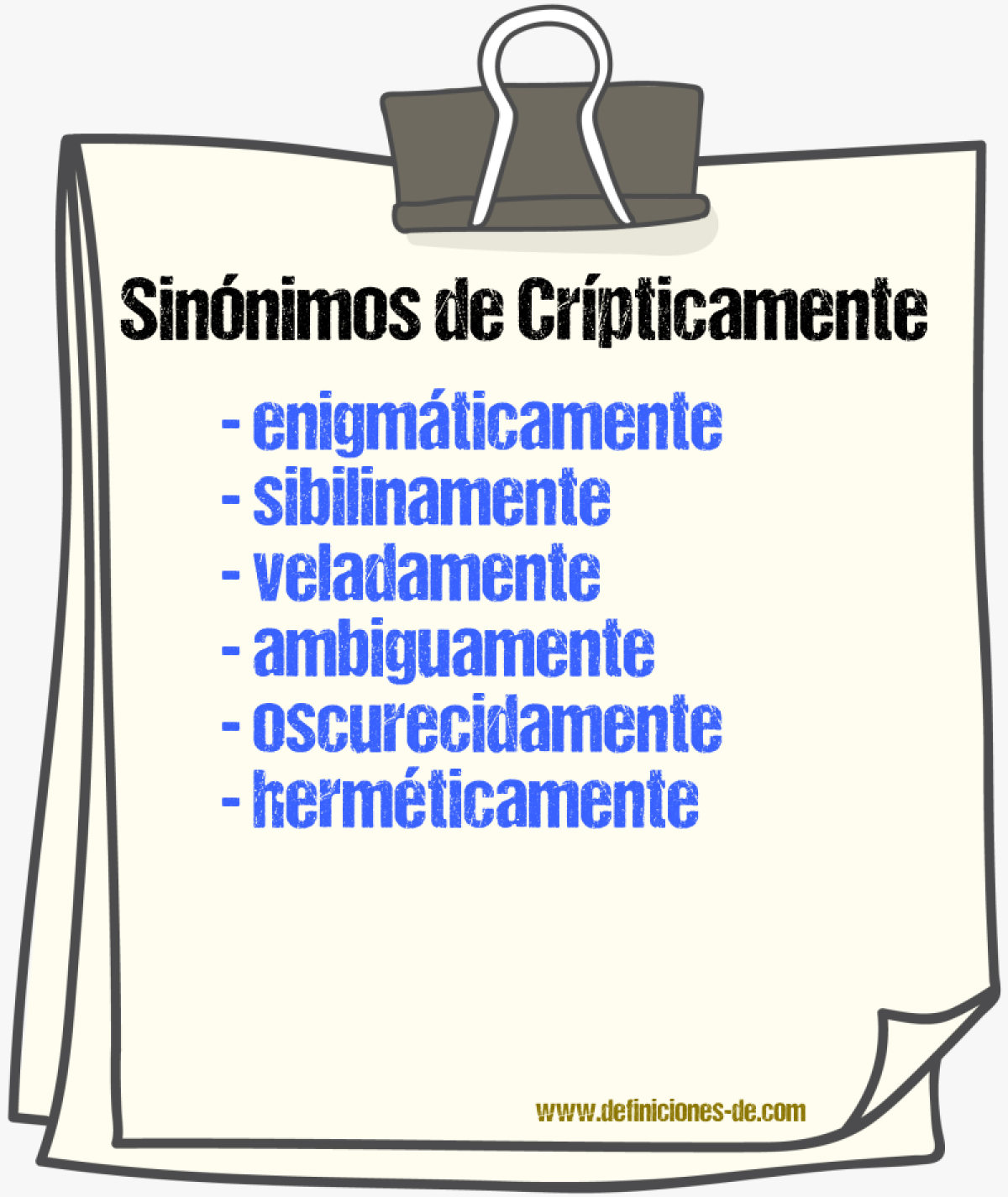 Sinónimos de crípticamente