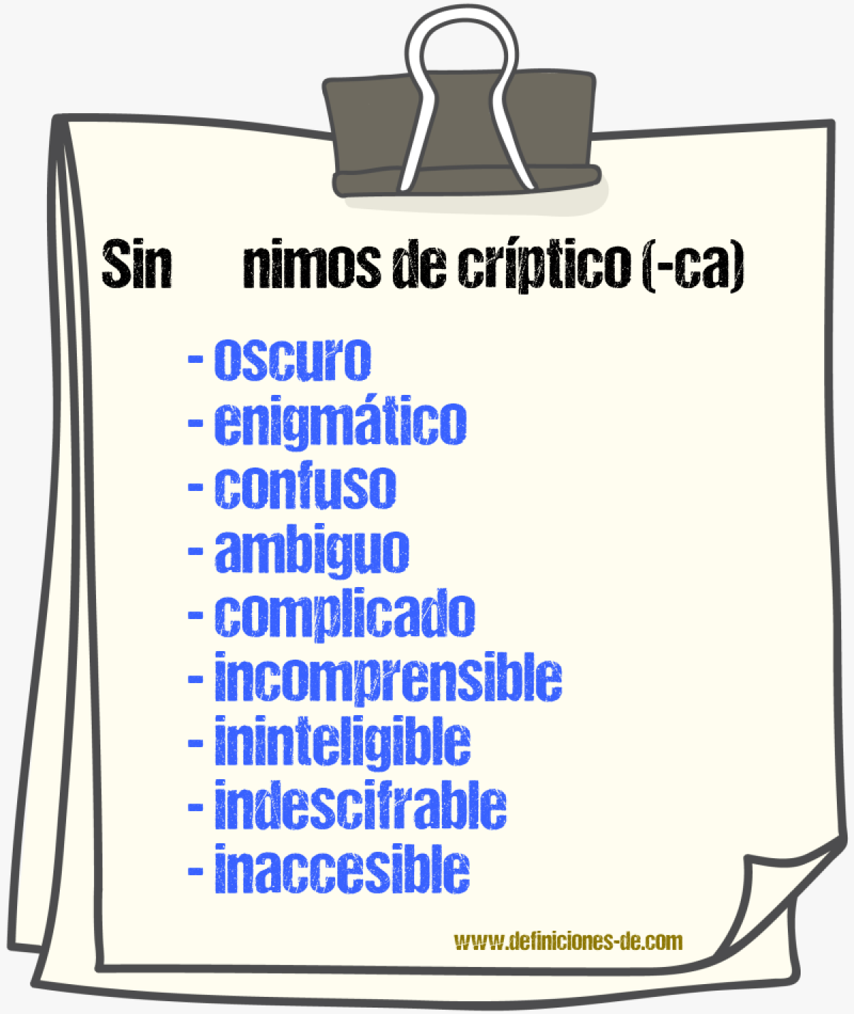 Sinnimos de crptico