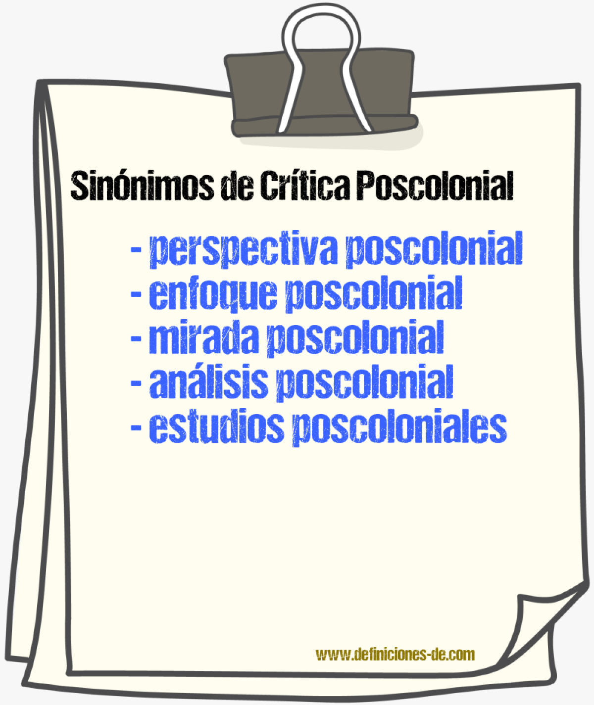 Sinónimos de crítica poscolonial