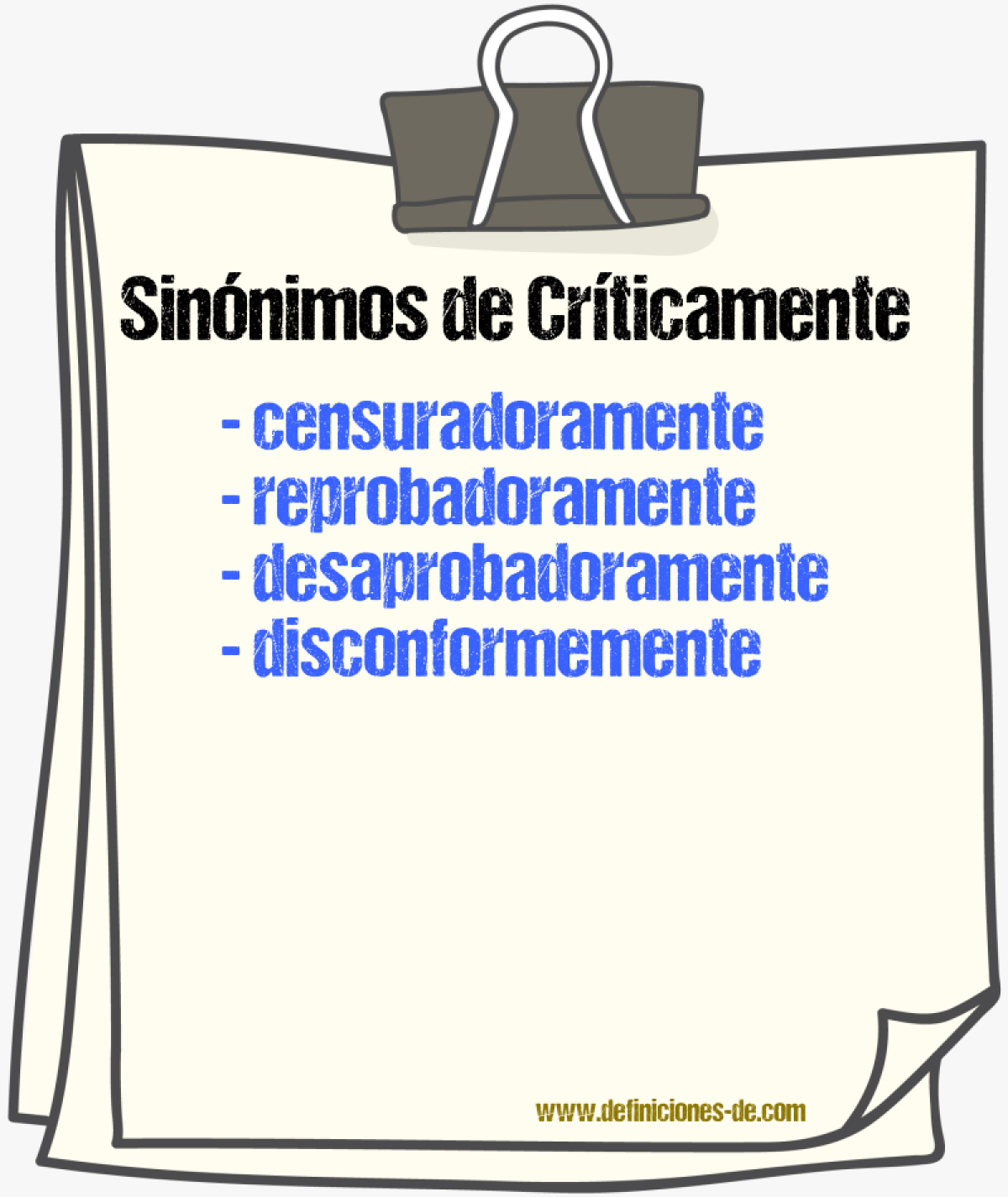 Sinónimos de críticamente