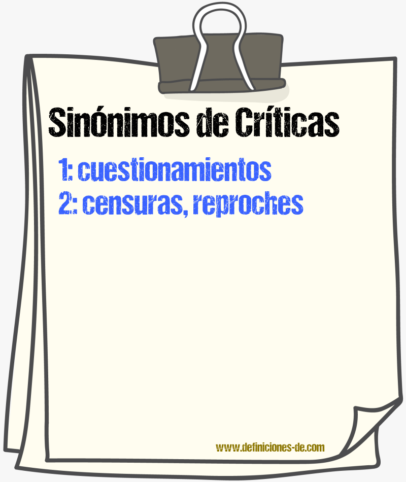 Sinónimos de críticas