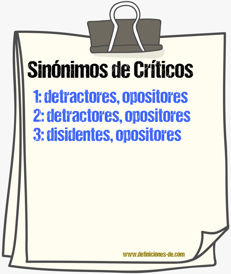 Sinónimos de críticos
