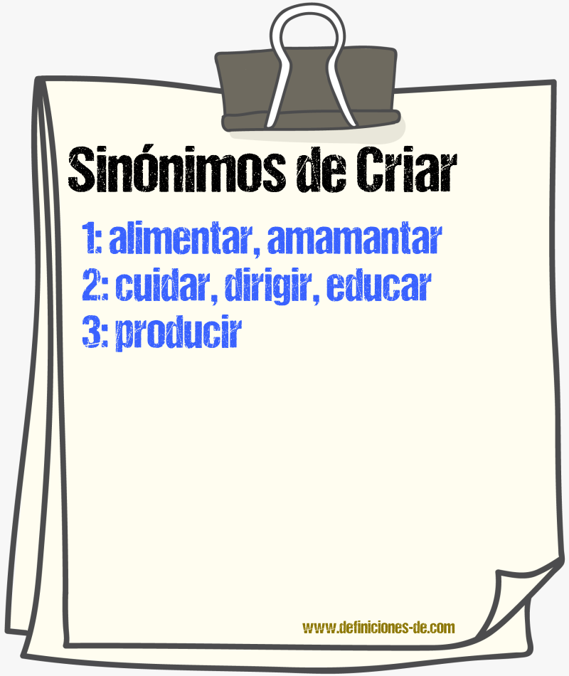 Sinnimos de criar