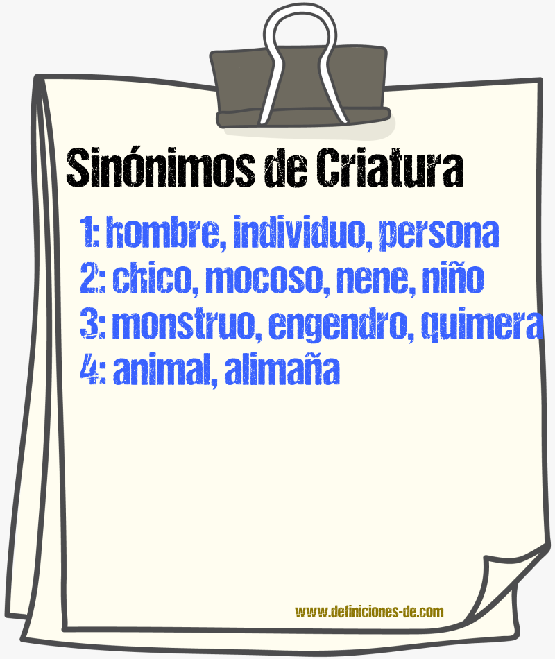 Sinnimos de criatura