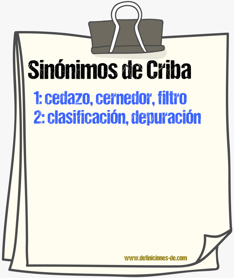 Sinnimos de criba