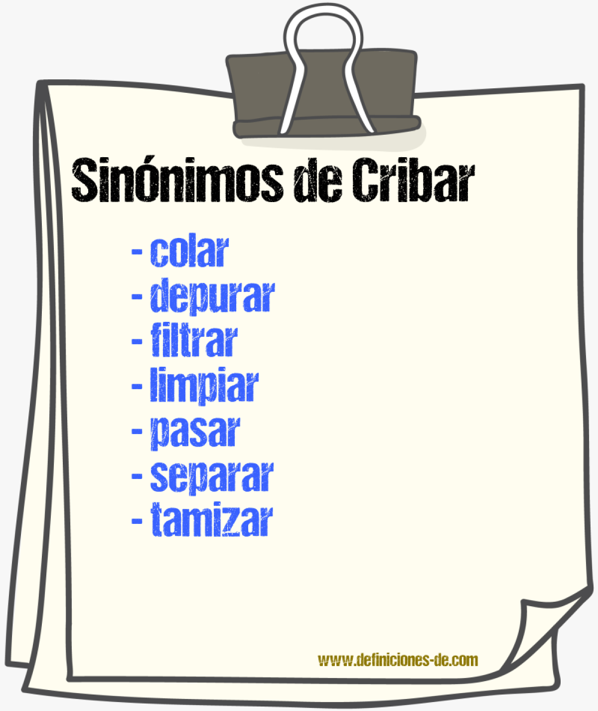 Sinnimos de cribar