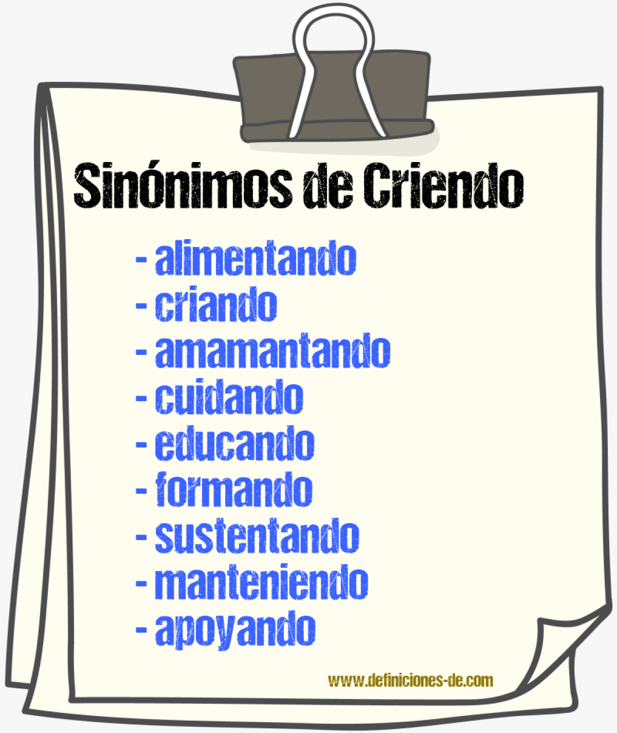 Sinónimos de criendo
