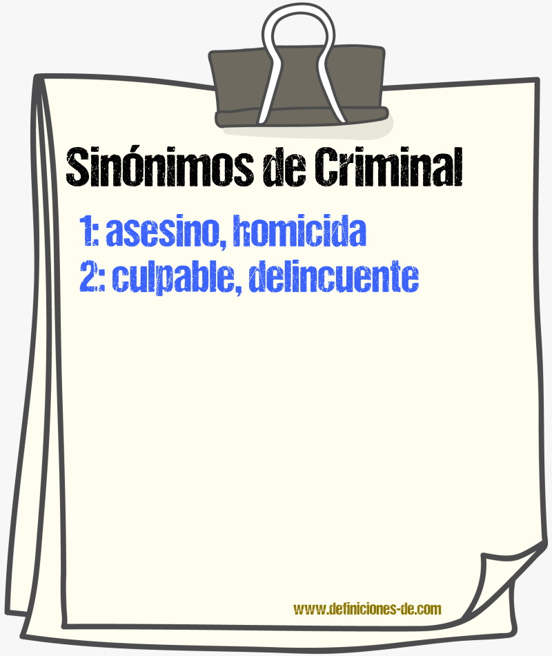 Sinnimos de criminal