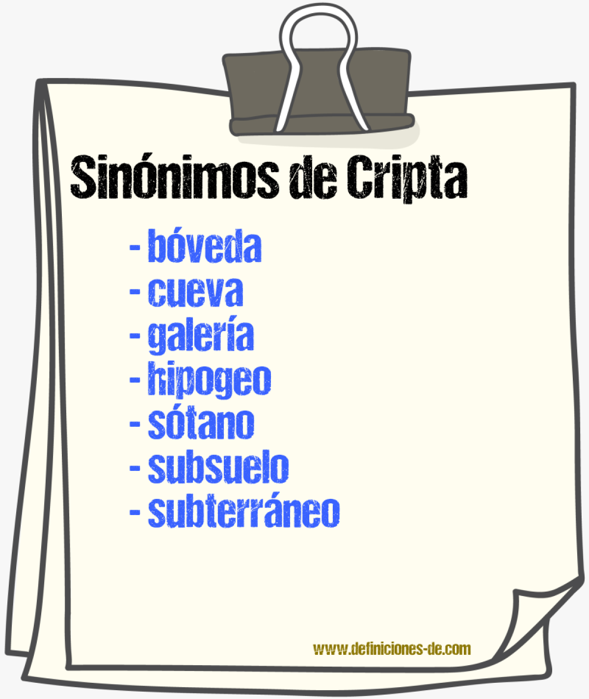 Sinnimos de cripta