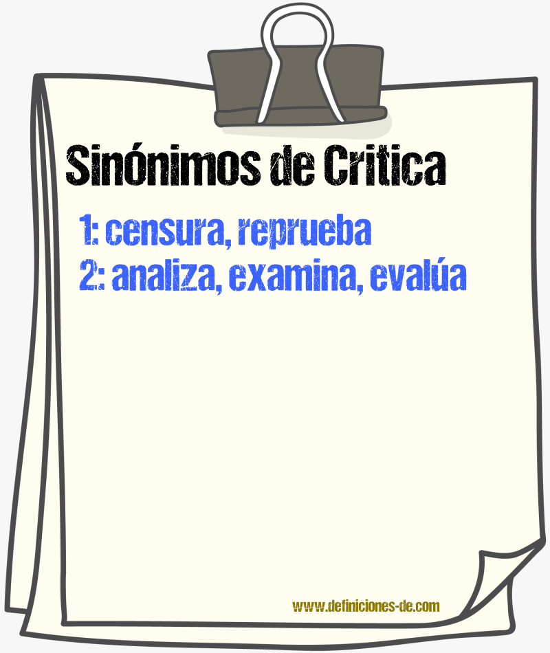 Sinónimos de critica